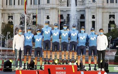 Erbitiren eta Arrietaren Movistar Team talderik onena Roglicek irabazitako Espainiako Vueltan