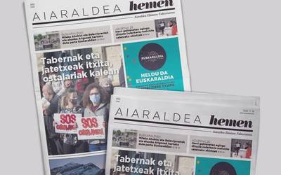 Aiaraldea Hemen hamabostekariaren zenbaki berria, kalean