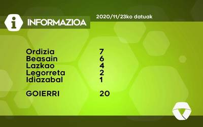 20 COVID-19 kasu berri aurkitu dituzte astelehenean Goierrin