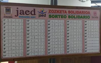 JAEDen zozketan saritutako zenbakiak