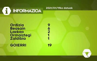 19 COVID-19 kasu berri aurkitu dituzte asteartean Goierrin