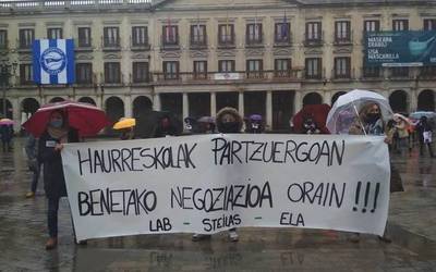 Haurreskolak Partzuergoko langileen grebak %65eko jarraipena izan du
