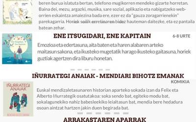 Liburutegian gomendatutako liburuak, bai gaztetxoendako eta baita nagusiendako ere