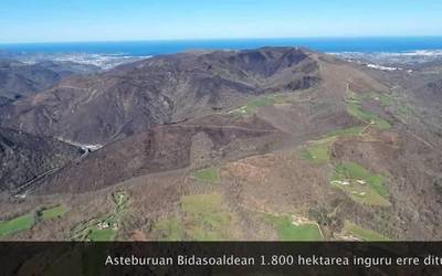 [Bideoa] Asteburuko suteak mendietan utzitako ondorioak ederki ikusten dira airetik