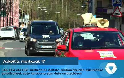 Greban dauden eskualdeko garbitzaileek auto karabana egin dute gaur Azkoititik hasita