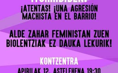 Elkarretaratzea deitu dute gaur Alde Zaharrean gertatutako eraso matxista salatzeko
