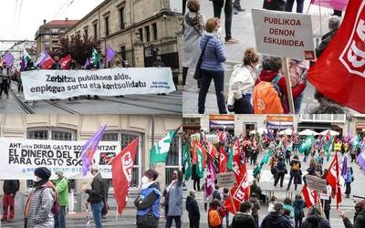 Zerbitzu publikoetako milaka langile bildu dira Gasteizko manifestazioan