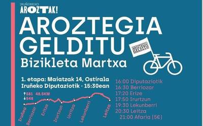 Aroztegiaren aurkako bizikleta martxa pasako da ostiralean eskualdetik