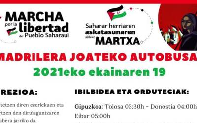 Tolosaldea Sahararekin elkarteak ekainaren 19an Madrilera joateko autobusak prestatu ditu