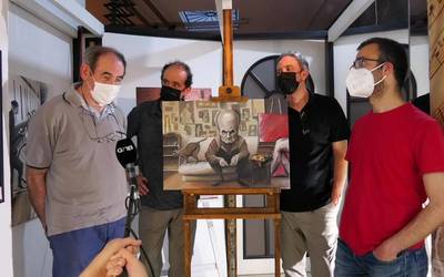 Margolariak lanean ikusteko aukera "Karikaturak eta +" erakusketan