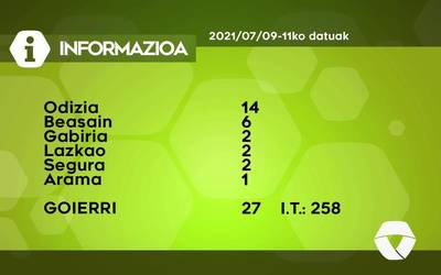 27 COVID-19 kasu detektatu dituzte asteburuan Goierrin