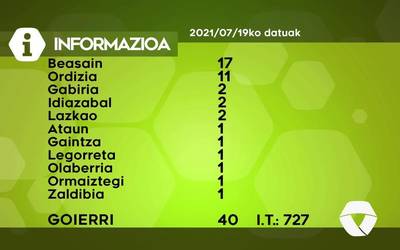 40 COVID-19 kasu positibo berri antzeman dituzte astelehenean Goierrin