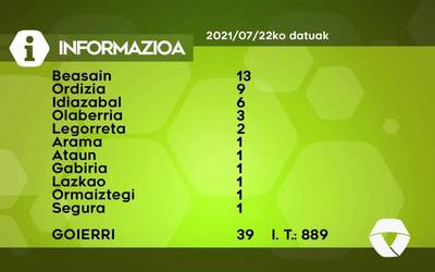 39 COVID-19 kasu detektatu dituzte ostegunean Goierrin