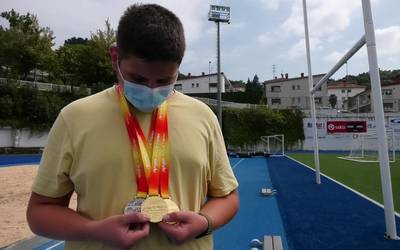 Aratz Cendon, 16 urte azpiko pisu jaurtiketako Espainiako Azpitxapeldunarekin bildu gara denboraldia berrikusteko