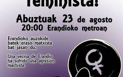 Zapatuan Erandion jazotako eraso matxista salatzeko "kazerolada feminista" egingo dute gaur