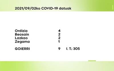 9 COVID-19 kasu aurkitu dituzte ostegunean Goierrin