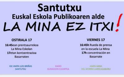 Hezkuntza publiko eta kalitatezkoa mantentzearen alde egingo dute gaur Santutxun