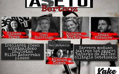 'Asetu Bertsoz' emanaldia antolatu dute bihar Bilbo Zaharreko plazan