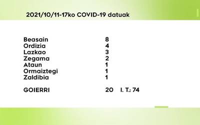 20 COVID-19 kasu berri aurkitu dituzte astebetean Goierrin