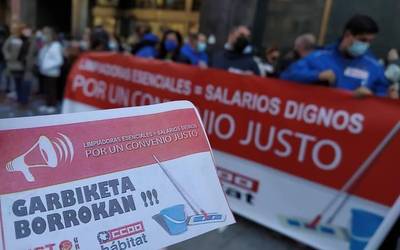 UGT-k eta CCOO-k garbiketa sektoreko negoziaketa desblokeatzeko eskatu dute