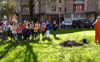 Porrotxek eta Marimototsek oparitutako intxaurrondo  berri bat landatu dute herrian