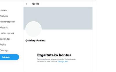 Twitter kontua itxi diote Maiorga Ramirez EAko kritikoari