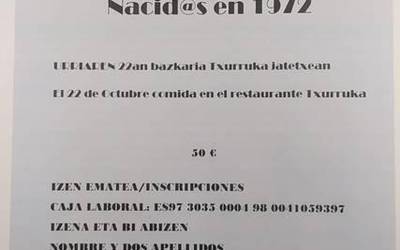 1972an jaiotakoen kinto bazkaria