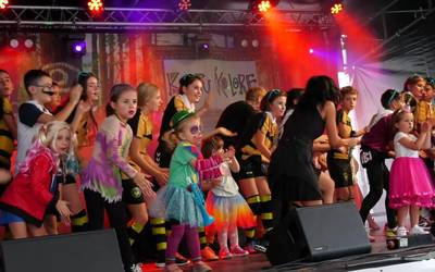 Kantu kolore taldearekin dantza eta algaraz ibili ziren txikiak Zaldibian