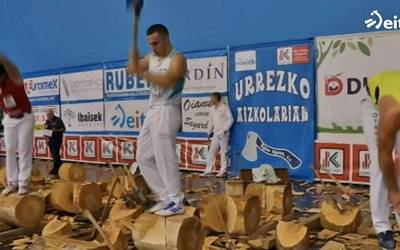 Hodei Ezpeletak hirugarren egin du 'Izar Berriak' aizkora txapelketako finalean