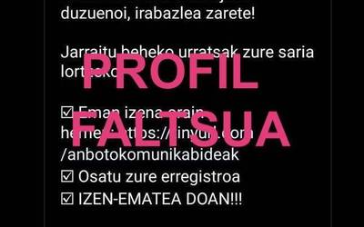 ADI! ANBOTOren profil faltsu bat sortu dute Instagramen