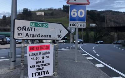 Oñati eta Elorregi arteko bidea itxita egongo da bi orduz