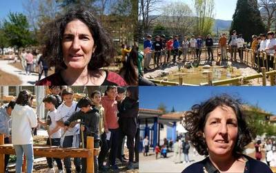 Natura erdigunean duen jolastoki berria aurkeztu dute Urduñako Herri Eskolako ikasleek