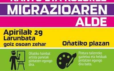 Kantu eta kolorez migrazioaren alde (zapatuan Oñatiko plazan)