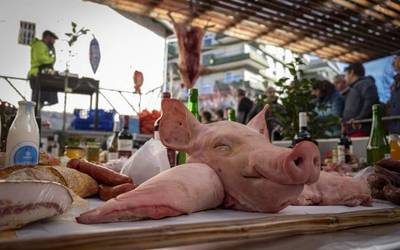 Giro eguzkitsuak ehunka lagun elkartu ditu Amurrioko San Anton azokan