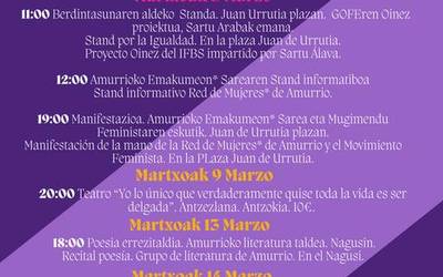 Amurriok programazio zabala eskainiko du hilabete osoan, Martxoaren 8 inguruan