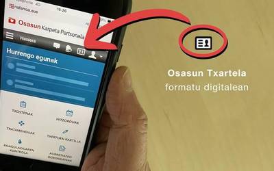 Osasun Txartel Birtuala eskuragarri dago Osasun Karpeta Pertsonalean, eta txartel fisikoaren balio bera du