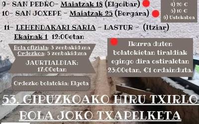 Badator 53. Gipuzkoako hiru txirlo bola joko txapelketa