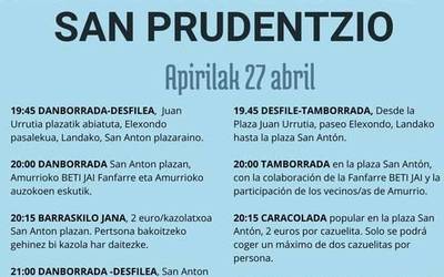 Amurriok danborradarekin eta barraskilo-jatearekin ospatuko du aurten ere San Prudentzio eguna