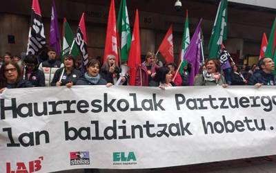 Haurreskolak Patzuergoko grebaren bi egunek %85etik gorako jarraipena izan dute