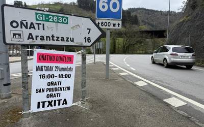 Oñati eta Elorregi arteko bidea itxita egongo da bi orduz
