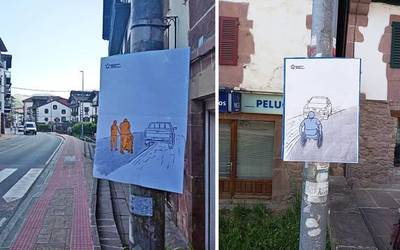 Autoak espaloietan ez aparkatzeko kanpaina hasi du Baztango Talde Ekosozialak