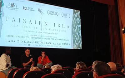 Sortzaileekin solasean, filmaren proiekzioaren ondoren
