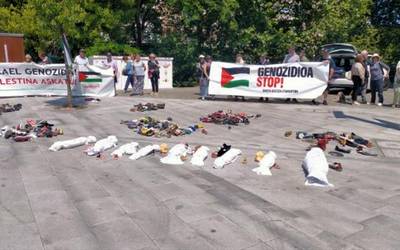 Palestinari elkartasuna adierazteko ekimena egin dute Itzubaltzeta/Romon