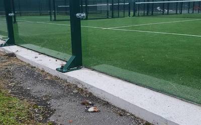 Padel pistetako kristalezko hormak txorientzako tranpa hilgarria direla salatu dute auzotarrek