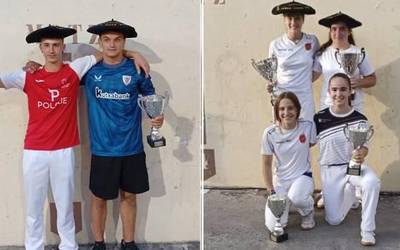 Eskualdeko pilotariek txapelak jantzi dituzte Getariako pilota txapelketan