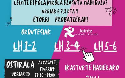 Gaur hasiko dira Leintz Eskola Kiroleko saioak!