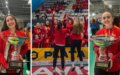 Euskal Selekzioarekin lortutako dominak kolkoan bueltatu dira eskubaloi jokalari debabarrendarrak