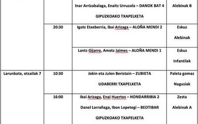 Aste honetako pilota partidak