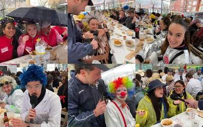 Laudioko jai-kuadrillen mozorroak ez daude euriari aurre egiteko prest