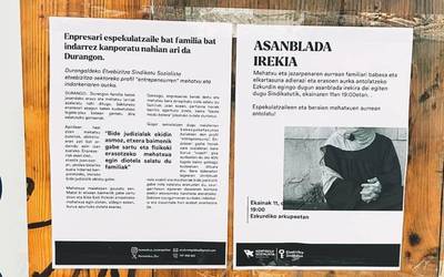 Xabier Eguia laudioarraren praktika enpresarialak salatu ditu Etxebizitza Sindikatu Sozialistak Durangon